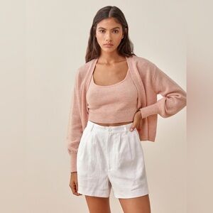 Reformation Varenne Cashmere Tank And Cardi Set Blush - Size XS